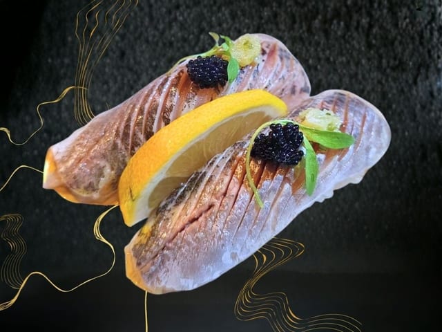 Japanese Horse Makerel (Aji) Nigiri.