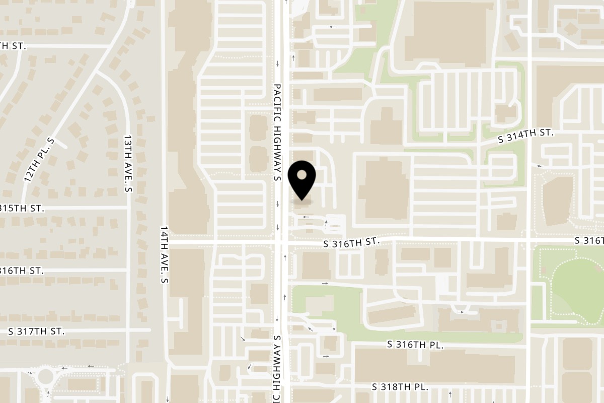Map showing the location of Sushi Hiro on 31448 Pacific Hwy S in Federal Way
